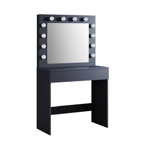 Sirhona Coiffeuse Avec Miroir Et Tabouret, 12 Ampoules Led, Cadre Trois Couleurs, Coiffeuse Bureau En Mdf Et Bois Massif, Montage Facile, Pour Chambre, Dressing, Style Moderne