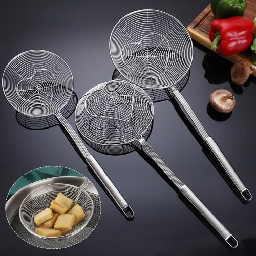 Lot De 3 Passoires Légères Pratiques, Longue Poignée, Maille, Tamis, Cuillère, Filtre, Proximité Rapide