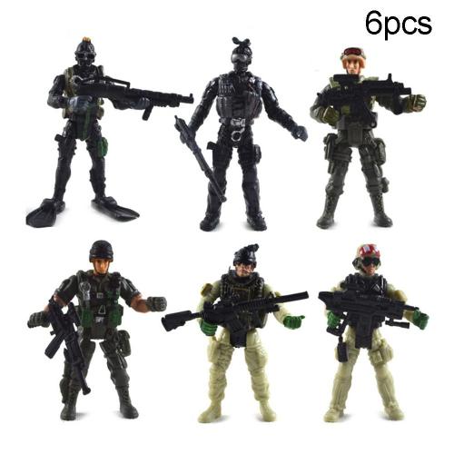 6 Mini Figurines De Jeu De Combat De L'armée Moderne, Modèle De Jouets Militaires En Plastique, Cadeaux Pour Enfants