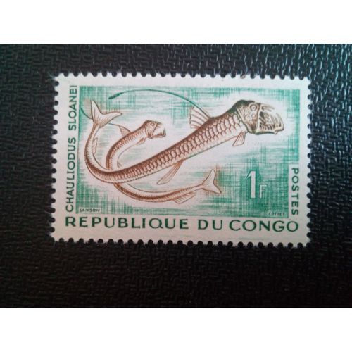 Timbre Congo Yt 143 Poisson-Vipère De Sloane (Chauliodus Sloani) 1961 ( 40204 )