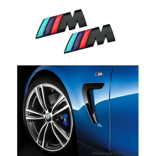 2 X Embleme En Métal Logo Bmw M Sigle Badge Noir