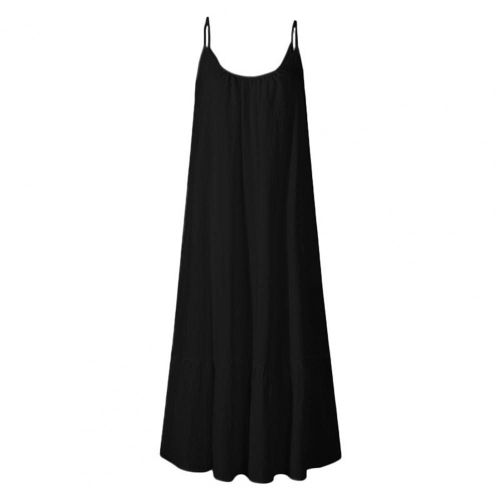 Robe Longue D'été Décontractée Pour Femmes, Tenue Cool, Couleur Unie, Tissu Doux
