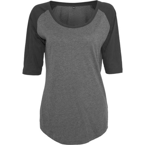 T-Shirt Bicolore Pour Femme - By022 - Gris Fonc?