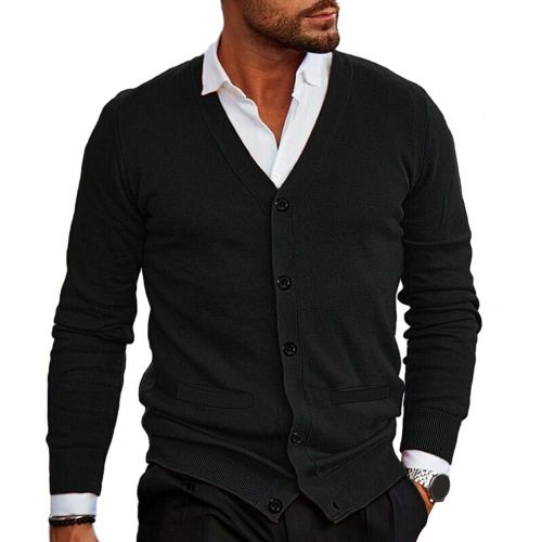 Oupillmn-Pull Cardigan À Col En V Pour Homme, Coupe Couvertes, Tissu Doux, Manteau Boutonné Décontracté Pour L'indépendance De La Chaleur, Automne