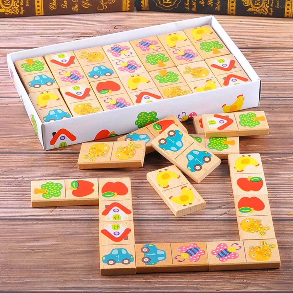 Blocs De Dominos En Bois Pour Bbs, Jouets De Dessin Anim,... - 2