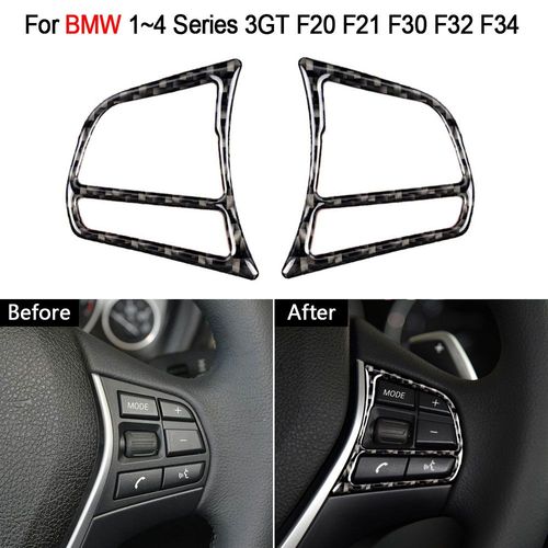 Autocollant De Décoration D'intérieur De Voiture En Fibre De Carbone, Garniture De Cadre De Bouton De Volant, Bmw Série 1, 2, 3/4, F20, F21, F30, F32, F34