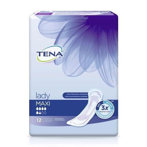 Protege-Slips Pour Fuites Urinaires Tena Maxi - Incontinence Moderee A Forte - Lot De 12 