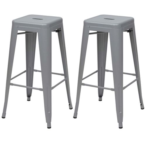 2x Tabouret De Bar Hwc-A73, Chaise De Comptoir, Métal, Design Industriel, Empilable   Gris