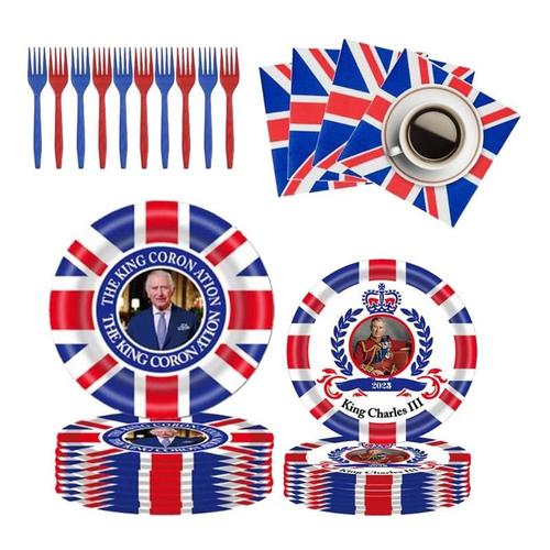 Union Jack-Ensemble de décoration de kit britannique, drapeau britannique, assiettes en papier de Grande-Bretagne, serviettes de fête de festival, normes, serviettes, fourcommuniste, 50 pièces