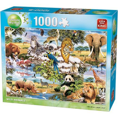 Puzzle Lion - Animaux sauvages - Plantes - Nature - Fleurs - Puzzle - Puzzle  1000