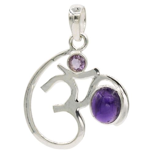 Pendentif En Argent 925 Om Et Améthyste