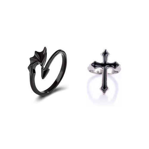 Lats-Bagues Punk Minimalistes En Métal Noir Lisse, Géométriques, Bijoux De Ixpour Femme Et Fille, 6 Pièces/Ensemble