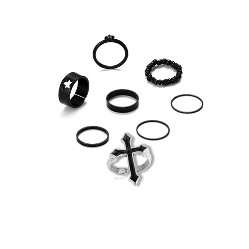 Lats-Bagues Punk Minimalistes En Métal Noir Lisse, Géométriques, Bijoux De Ixpour Femme Et Fille, 6 Pièces/Ensemble