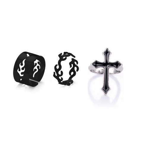 Lats-Bagues Punk Minimalistes En Métal Noir Lisse, Géométriques, Bijoux De Ixpour Femme Et Fille, 6 Pièces/Ensemble