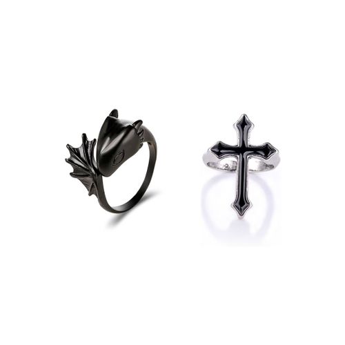 Lats-Bagues Punk Minimalistes En Métal Noir Lisse, Géométriques, Bijoux De Ixpour Femme Et Fille, 6 Pièces/Ensemble