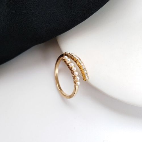 Lats ¿ Bague De Luxe En Zircon Doré Et À Perle Pour Femme, Anneau Vintage Ouvert, Bijoux Élégants Et Sexy, Cadeau À La Mode, 2021