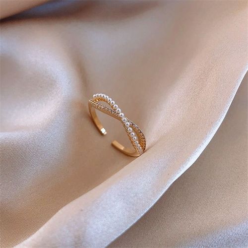 Lats ¿ Bague De Luxe En Zircon Doré Et À Perle Pour Femme, Anneau Vintage Ouvert, Bijoux Élégants Et Sexy, Cadeau À La Mode, 2021