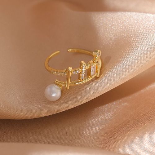 Lats ¿ Bague De Luxe En Zircon Doré Et À Perle Pour Femme, Anneau Vintage Ouvert, Bijoux Élégants Et Sexy, Cadeau À La Mode, 2021