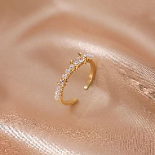 Lats ¿ Bague De Luxe En Zircon Doré Et À Perle Pour Femme, Anneau Vintage Ouvert, Bijoux Élégants Et Sexy, Cadeau À La Mode, 2021