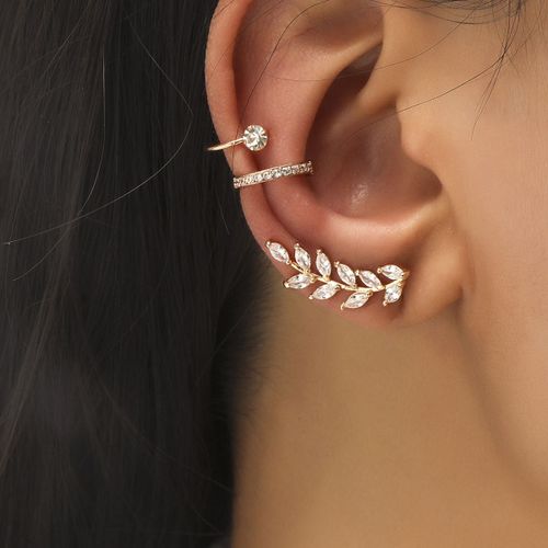 Lats ¿ Boucles D'oreilles À Clips Pour Femmes Et Hommes, Couleur Or Blanc, Feuilles De Zircon, Créatif, Simple, Manchette D'oreille, Non Piercing, Ensemble De Clips D'oreille, Bijoux Tendance