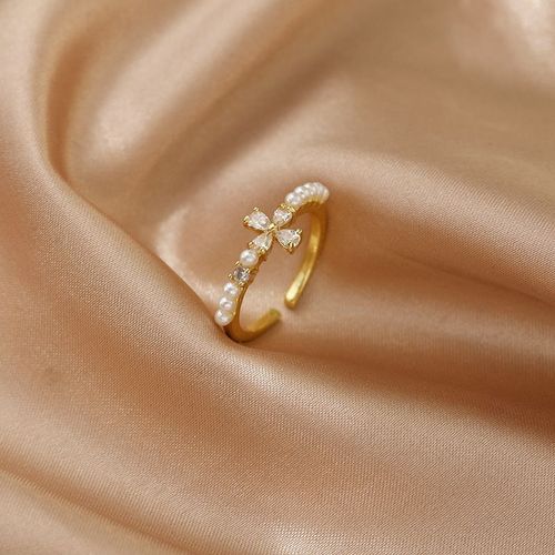 Lats ¿ Bague De Luxe En Zircon Doré Et À Perle Pour Femme, Anneau Vintage Ouvert, Bijoux Élégants Et Sexy, Cadeau À La Mode, 2021