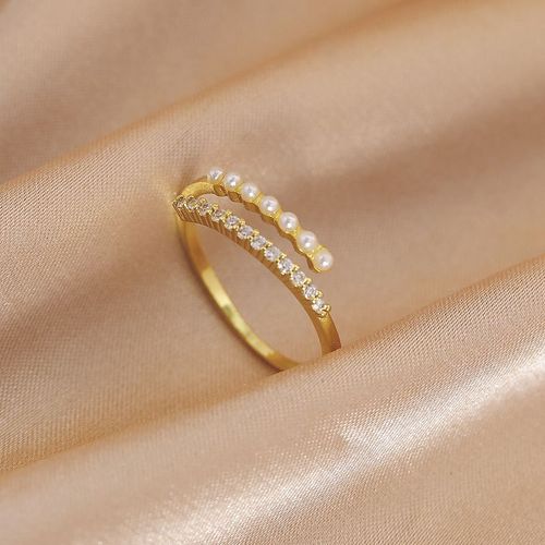 Lats ¿ Bague De Luxe En Zircon Doré Et À Perle Pour Femme, Anneau Vintage Ouvert, Bijoux Élégants Et Sexy, Cadeau À La Mode, 2021