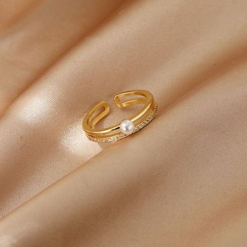 Lats ¿ Bague De Luxe En Zircon Doré Et À Perle Pour Femme, Anneau Vintage Ouvert, Bijoux Élégants Et Sexy, Cadeau À La Mode, 2021