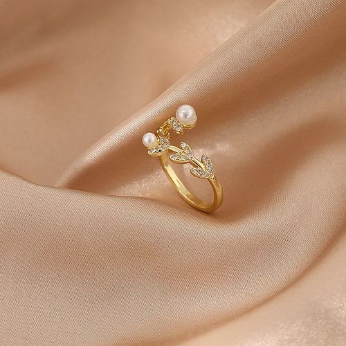 Lats ¿ Bague De Luxe En Zircon Doré Et À Perle Pour Femme, Anneau Vintage Ouvert, Bijoux Élégants Et Sexy, Cadeau À La Mode, 2021