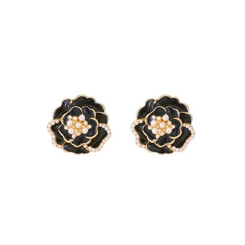 Lats ¿ Boucles D'oreilles En Forme De Fleur Pour Femmes, Bijoux De Luxe Français, Camélia Noir, Goutte D'huile, Perle, Rétro, Élégant, Clou, 2022