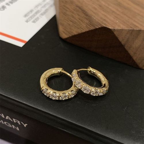 Lats-Boucles D'oreilles Créoles En Cristal Doré Pour Femmes Et Filles, Accessoires De Bijoux, Cadeaux Exquis, Mode Coréenne Populaire, Document De Luxe