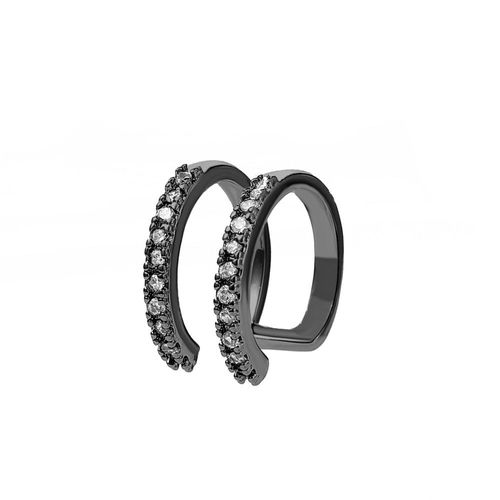 Lats ¿ Boucles D'oreilles À Double Couche En Zircon Doré Pour Femmes Et Hommes, 1 Pièce, Manchette D'oreille C Créative, Sans Piercing, Clip D'oreille Tendance, Bijoux Cadeau