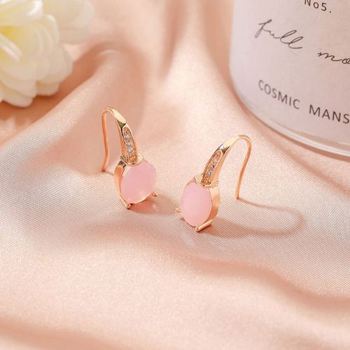 Lats ¿ Boucles D'oreilles Géométriques Rondes En Pierre De Lune, En Cuivre Rose, Couleur Or, Cristal, Pour Femmes, Cadeau, Bijoux À La Mode, 2021
