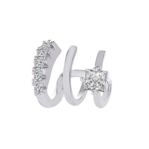 Lats ¿ Boucles D'oreilles À Double Couche En Zircon Doré Pour Femmes Et Hommes, 1 Pièce, Manchette D'oreille C Créative, Sans Piercing, Clip D'oreille Tendance, Bijoux Cadeau