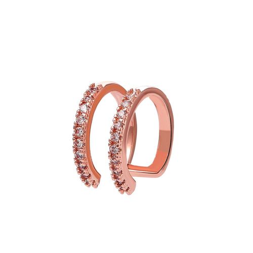 Lats ¿ Boucles D'oreilles À Double Couche En Zircon Doré Pour Femmes Et Hommes, 1 Pièce, Manchette D'oreille C Créative, Sans Piercing, Clip D'oreille Tendance, Bijoux Cadeau