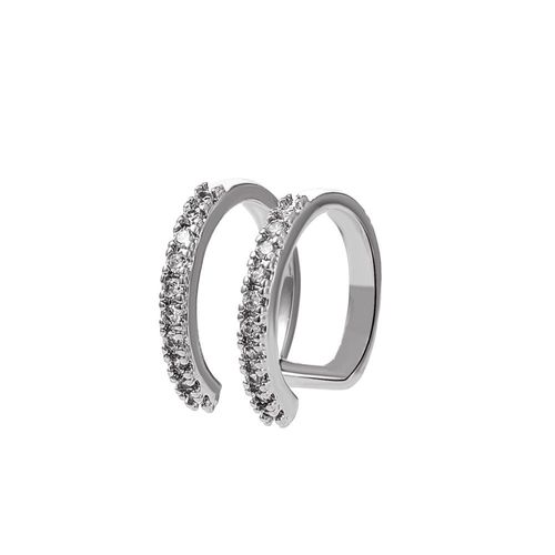 Lats ¿ Boucles D'oreilles À Double Couche En Zircon Doré Pour Femmes Et Hommes, 1 Pièce, Manchette D'oreille C Créative, Sans Piercing, Clip D'oreille Tendance, Bijoux Cadeau