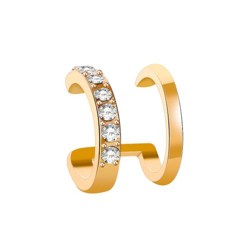 Lats ¿ Boucles D'oreilles À Double Couche En Zircon Doré Pour Femmes Et Hommes, 1 Pièce, Manchette D'oreille C Créative, Sans Piercing, Clip D'oreille Tendance, Bijoux Cadeau