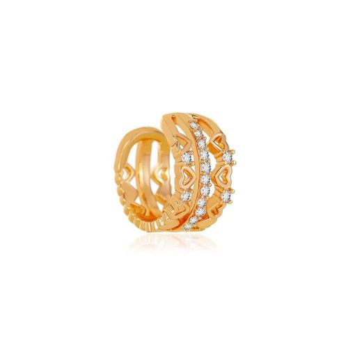 Lats ¿ Boucles D'oreilles À Double Couche En Zircon Doré Pour Femmes Et Hommes, 1 Pièce, Manchette D'oreille C Créative, Sans Piercing, Clip D'oreille Tendance, Bijoux Cadeau
