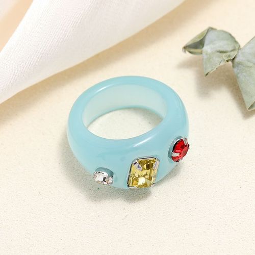 Lats-Bagues Acryliques En Résine Transparente Pour Femmes, Comparateur De Couleurs, Biscuits, Géométrique, Carré, Rond, Bague, Bijoux, Cadeaux De Fête, 2021
