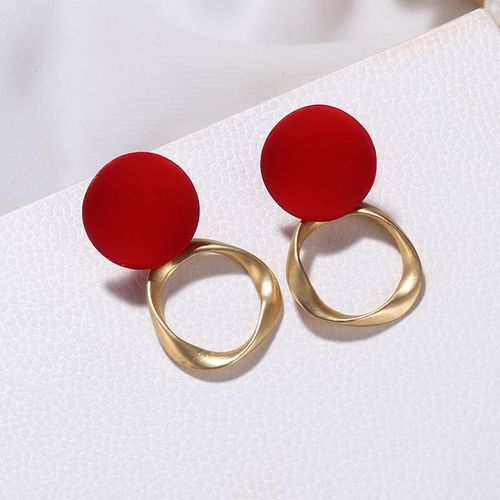 Boucles D'oreilles Vintage Rouge Et Marron Pour Femmes, En Métal, Tendance, Nouvelle Collection Automne Hiver 2020