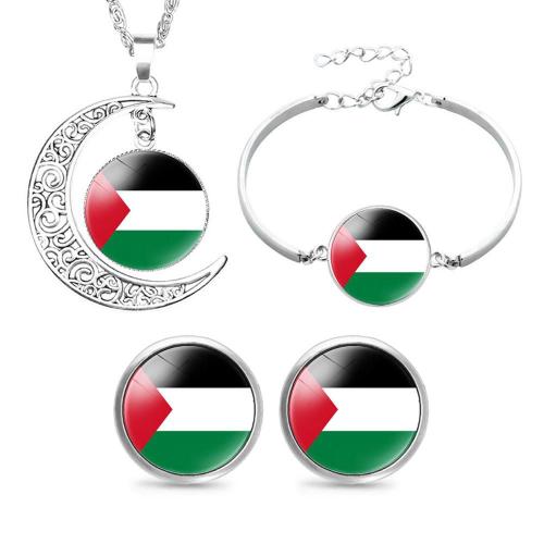 A Ensemble De Bijoux En Or Drapeau De La Palestine Pendentif Bracelet Palestinien Boucle Doreille 9cv6 A