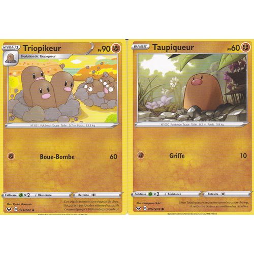 2 Cartes Pokemon - Triopikeur - 093/202 + Taupiqueur - 092/202 - Épée Et Bouclier