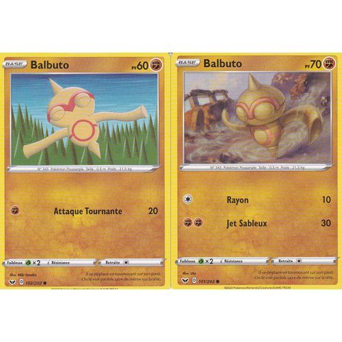 2 Cartes Pokemon - Balbuto 101/202 + Balbuto 102/202 - Épée Et Bouclier