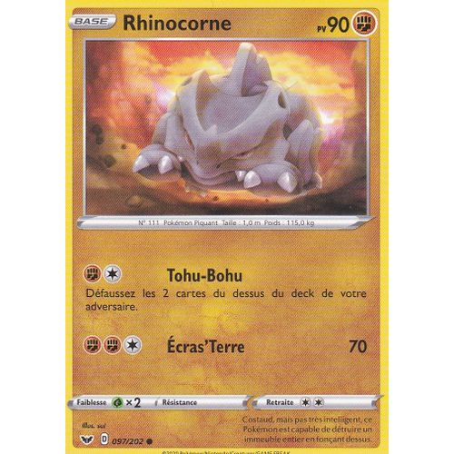 Carte Pokemon - Rhinocorne - 097/202 - Épée Et Bouclier