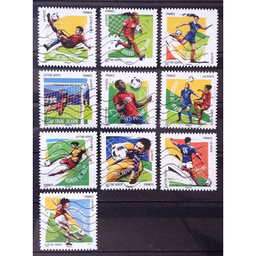 Série Les 10 Plus Beaux Gestes Des Footballeurs - N° 1278 1279 1280 1281 1282 1283 1284 1285 1286 1287 Complète Obl - Cote 7,00 - France Année 2016 - N27172