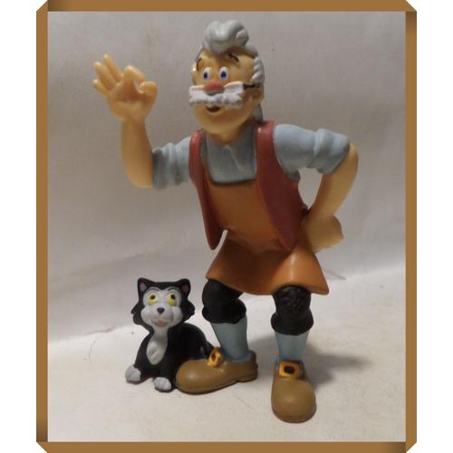 Figurine Pinocchio - Gepetto Et Son Chat - 8cm