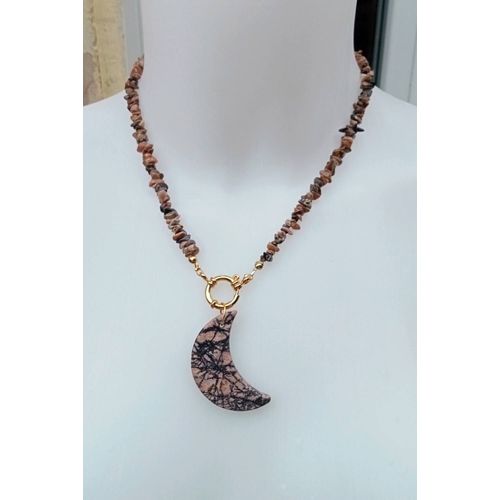 Collier Sexy Lune Rhodonite