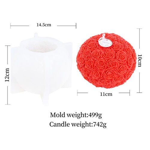 Moule En Silicone Pour Boule De Rose Et Fleurs, Moule À Bougie Bricolage, Bougie Aromatique 3d, Moule Exécutif Regina, Fournitures De Décoration De Mariage Romantique
