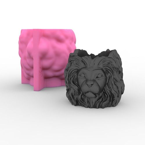 Moule En Silicone Tête De Lion, Ciment, Argile De Gypse, Artisanat, Pot De Fleur, Porte-Stylo, Fait À La Main, Décoration De Jardin De Maison