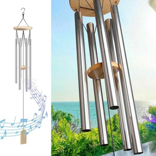 Carillon éolien en bois et aluminium, cloches de chapelle, tons profonds, 6 Tubes en métal, ornement suspendu, décoration d'extérieur, jardin, maison, cadeau