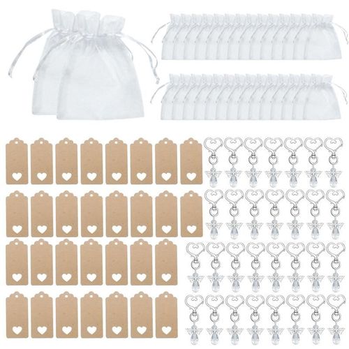 Porte-Clés Ange Panoramique de 30 ou 30 Pièces, Étiquette de Proximité, Sac en Organza, Cadeaux de Réception-Cadeau pour Bébé, Invité, Mariage